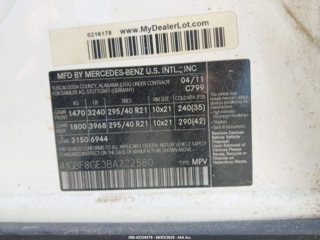 2011 MERCEDES-BENZ GL 550 4JGBF8GE3BA722580 Photo 8