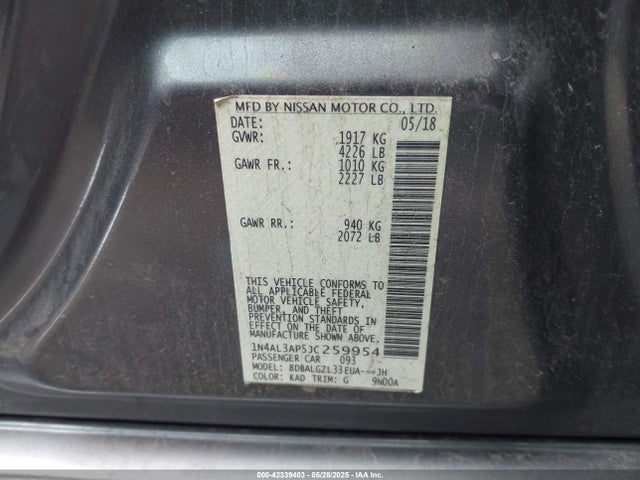 1N4AL3AP5JC259954 Nissan Altima 2.5 S