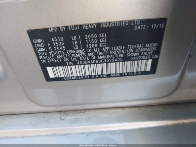 4S3BNAD60G3029425 Subaru Legacy 2.5i Premium