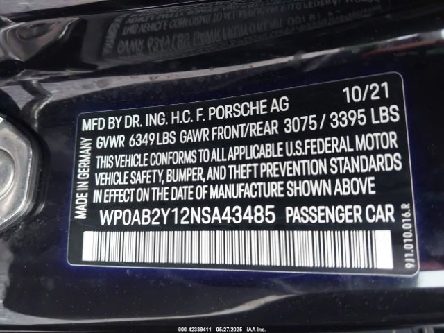 2022 PORSCHE TAYCAN WP0AB2Y12NSA43485 Photo 8