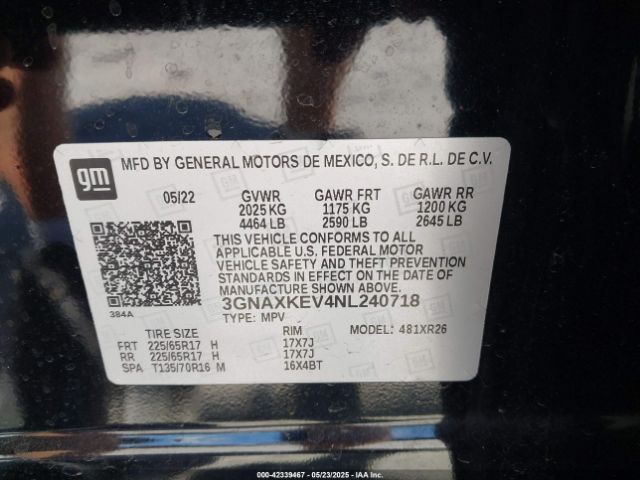 2022 CHEVROLET EQUINOX 3GNAXKEV4NL240718 Photo 8