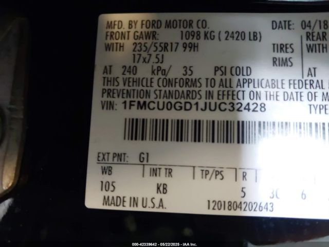 2018 FORD ESCAPE 1FMCU0GD1JUC32428 Photo 8