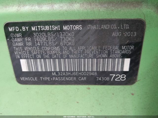 2014 MITSUBISHI MIRAGE ML32A3HJ6EH002948 Photo 8
