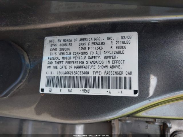 2008 ACURA TL 19UUA66218A033400 Photo 8