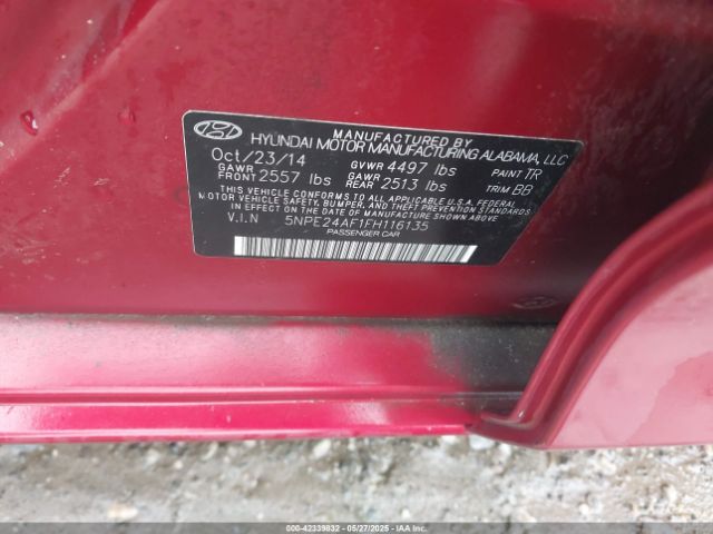 5NPE24AF1FH116135 Hyundai SONATA SE