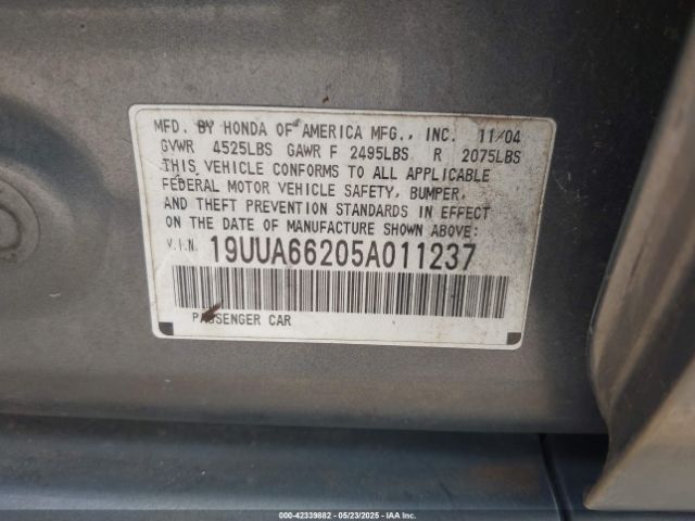 2005 ACURA TL 19UUA66205A011237 Photo 8
