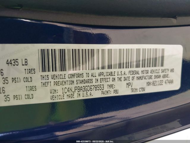 1C4NJPBA3GD678553 Jeep Patriot Sport