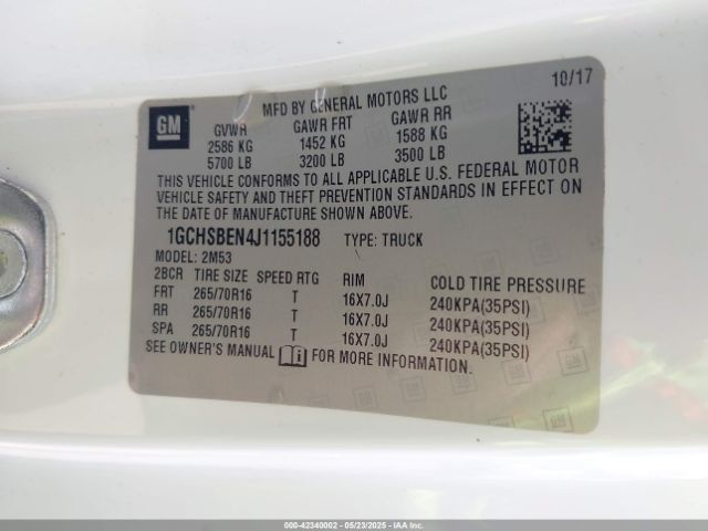 2018 CHEVROLET COLORADO 1GCHSBEN4J1155188 Photo 8