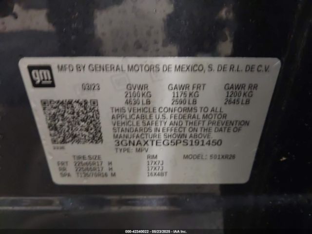 3GNAXTEG5PS191450 Chevrolet Equinox Awd 2fl