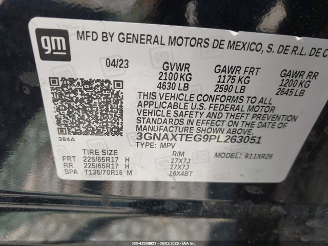 3GNAXTEG9PL263051 Chevrolet Equinox Awd 2fl