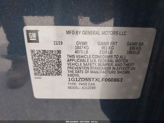 1G1ZD5STXLF060863 Chevrolet Malibu Fwd Lt