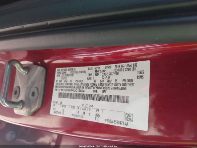1FMCU0G95HUC12804 Ford ESCAPE SE