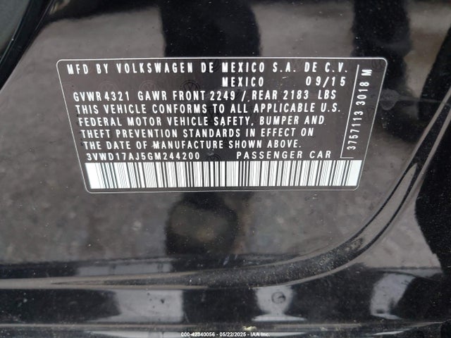 3VWD17AJ5GM244200 Volkswagen Jetta 1.8t Sport