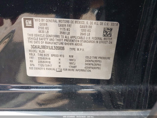 3GKALMEX9JL305806 GMC Terrain Sle