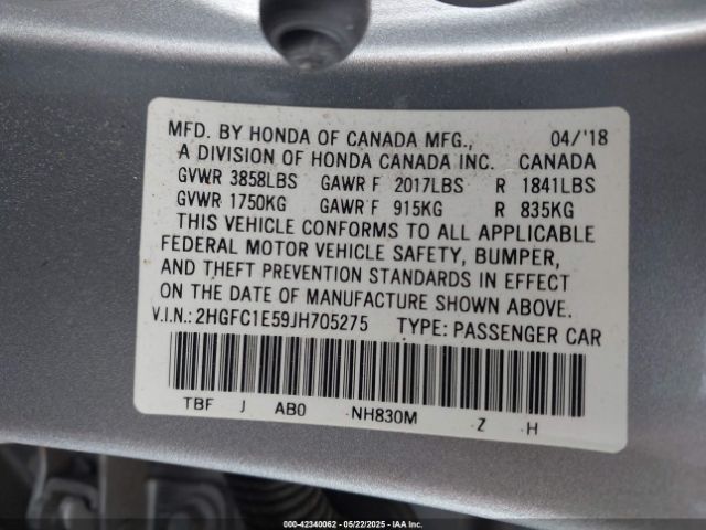 2HGFC1E59JH705275 Honda CIVIC SI