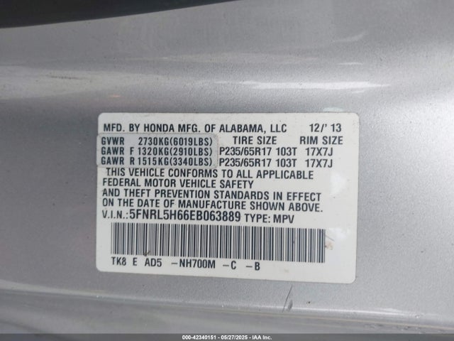 Honda Odyssey Ex-l 2014 5FNRL5H66EB063889 Image 9