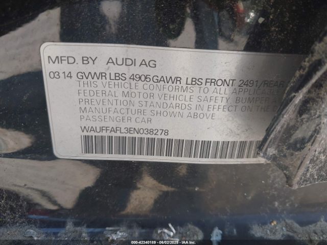 WAUFFAFL3EN038278 Audi A4 2.0t Premium