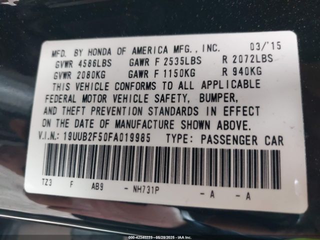 2015 ACURA TLX 19UUB2F50FA019985 Photo 8