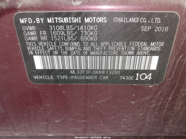 ML32F3FJ9HHF13291 Mitsubishi MIRAGE G4