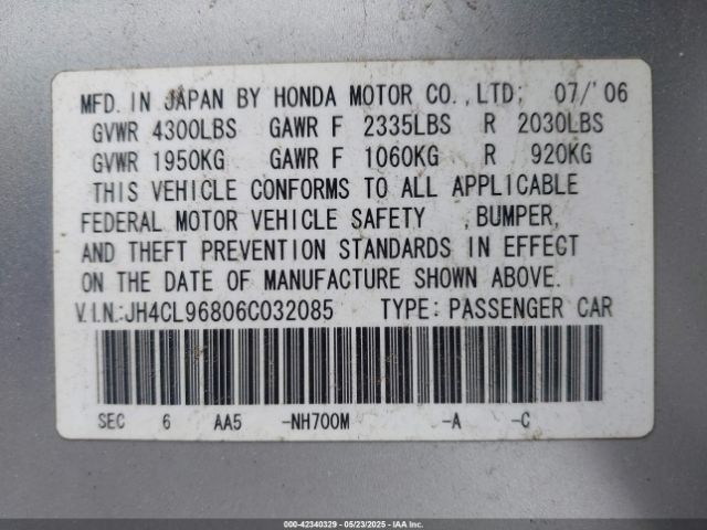 2006 ACURA TSX JH4CL96806C032085 Photo 8
