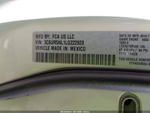 2020 RAM 2500 3C6UR5NL1LG222920 Photo 8