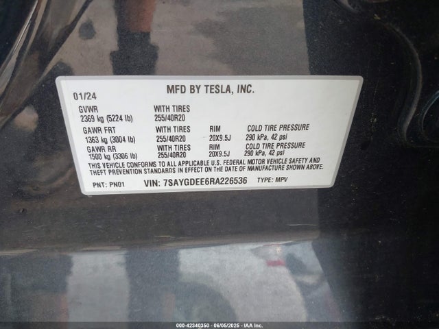 2024 TESLA MODEL Y 7SAYGDEE6RA226536 Photo 8