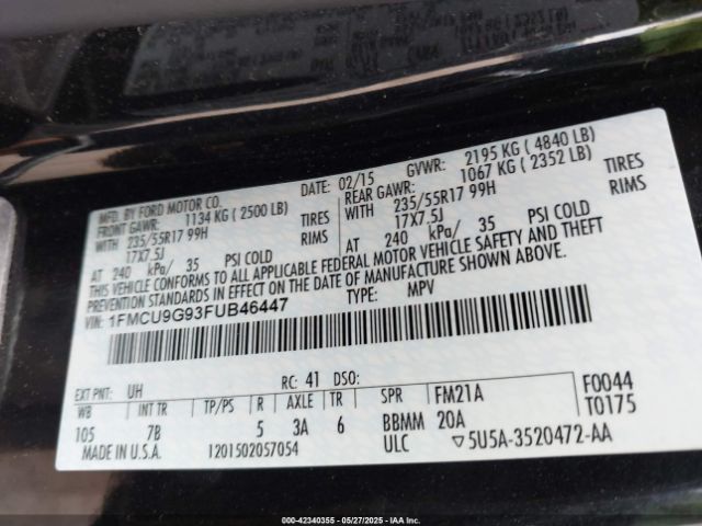 1FMCU9G93FUB46447 Ford Escape