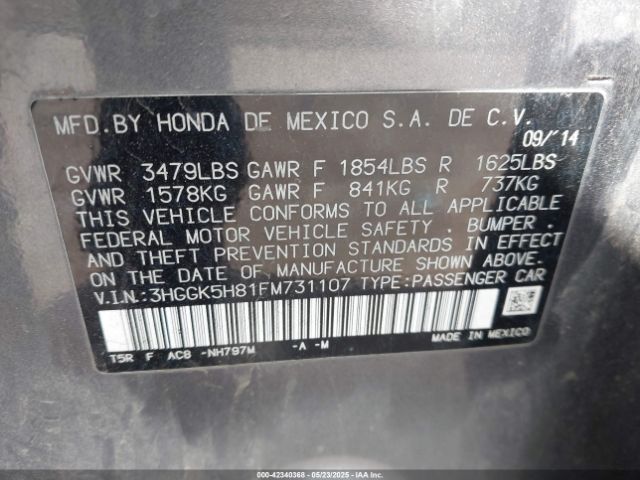 3HGGK5H81FM731107 Honda Fit Ex/ex-l
