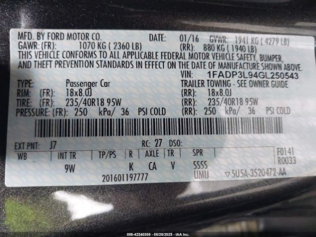 1FADP3L94GL250543 Ford FOCUS ST