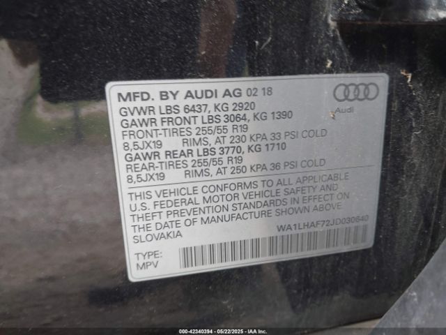 2018 AUDI Q7 WA1LHAF72JD030640 Photo 8