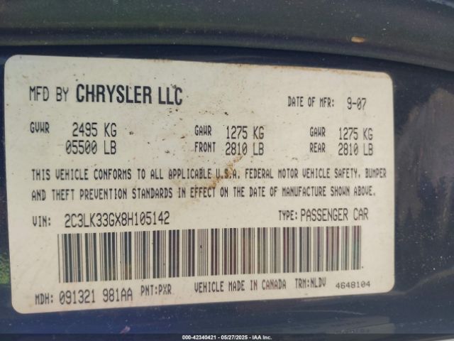2008 CHRYSLER 300 2C3LK33GX8H105142 Photo 8