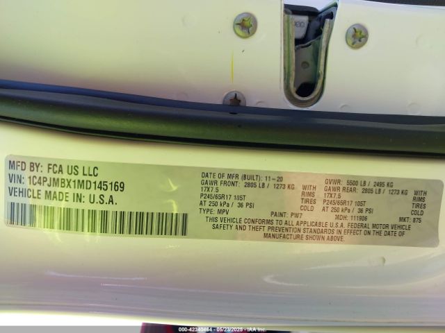 1C4PJMBX1MD145169 Jeep Cherokee Trailhawk 4x4