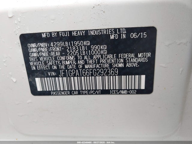 JF1GPAT66FG292369 Subaru 2.0l na