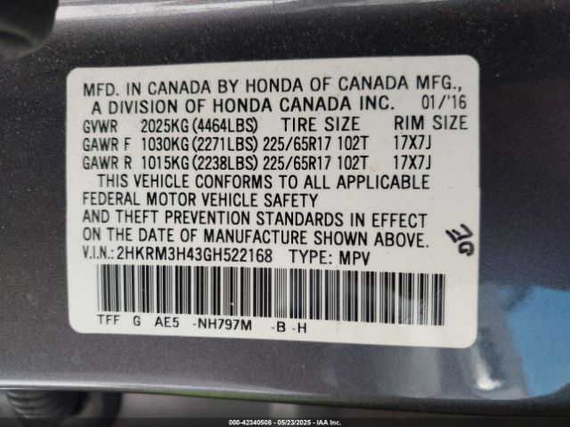 2HKRM3H43GH522168 Honda CR-V SE