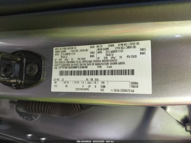 2021 FORD F-150 1FTFW1E85MFC25658 Photo 8