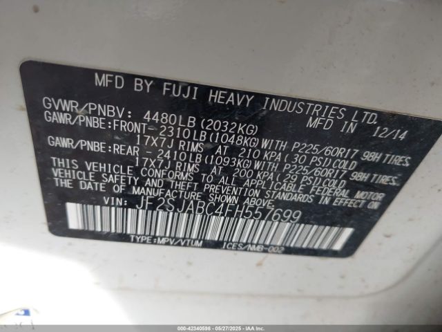 JF2SJABC4FH557699 Subaru Forester 2.5i
