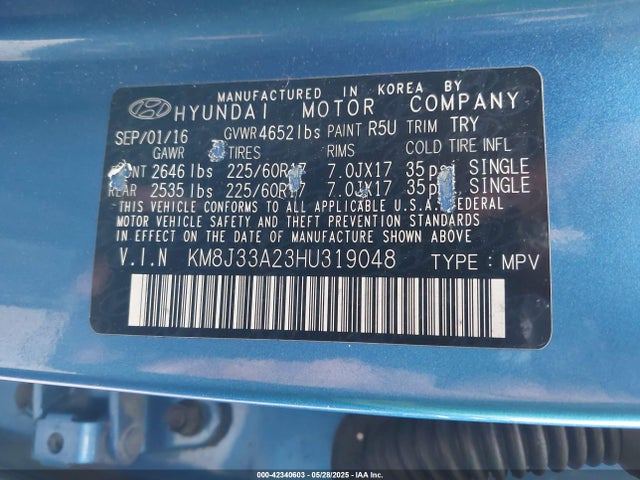 KM8J33A23HU319048 Hyundai Tucson Eco