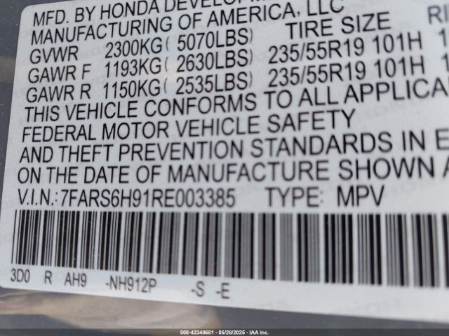 7FARS6H91RE003385 Honda Cr-v Hybrid Sport Touring