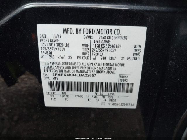 2020 FORD EDGE 2FMPK4K94LBA22657 Photo 8