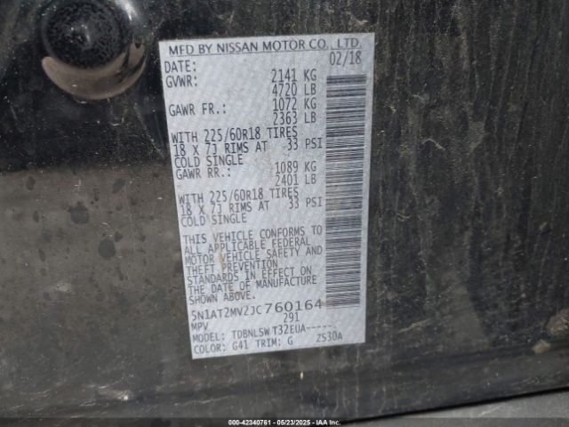 5N1AT2MV2JC760164 Nissan Rogue Sl