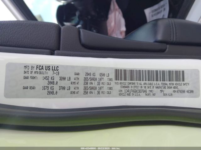 2019 JEEP GRAND CHEROKEE 1C4RJFAG6KC837646 Photo 8