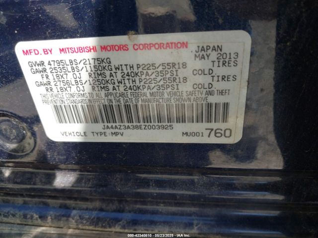2014 MITSUBISHI OUTLANDER JA4AZ3A38EZ003925 Photo 8
