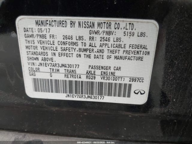 JN1EV7AR3JM430177 Infiniti Q50 3.0t Luxe