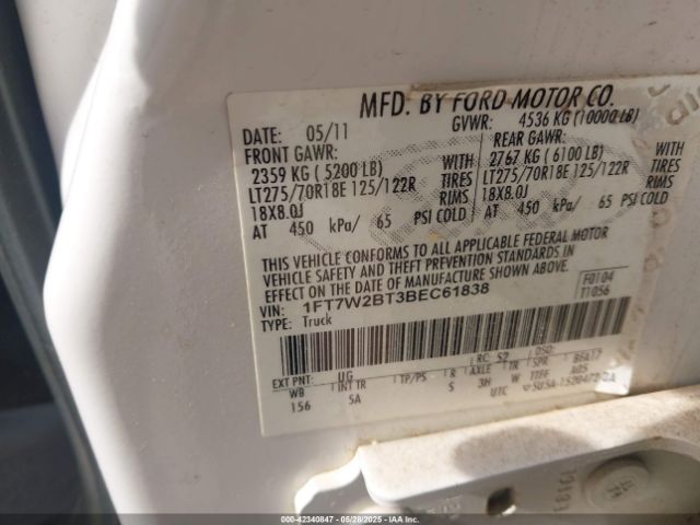 2011 FORD F-250 1FT7W2BT3BEC61838 Photo 8