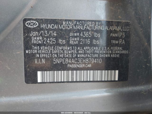 5NPEB4AC3EH879410 Hyundai SONATA GLS