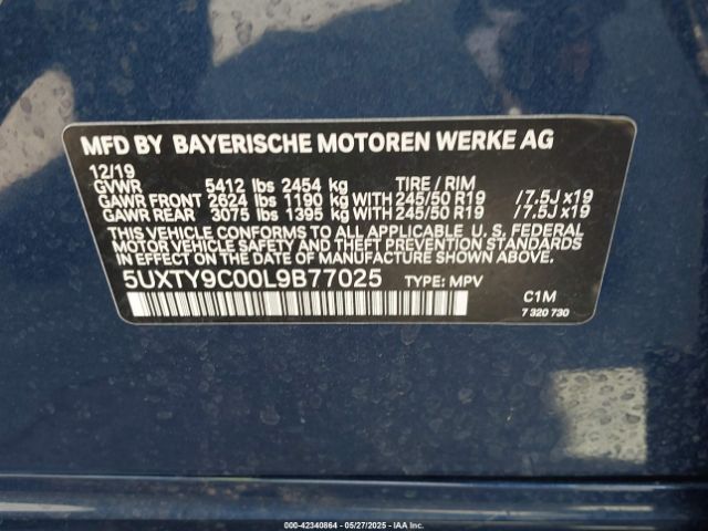 5UXTY9C00L9B77025 BMW X3 M40i
