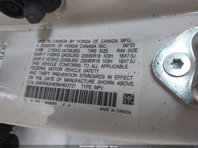 2022 HONDA CR-V 2HKRW2H83NH653721 Photo 8