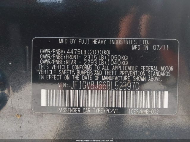 2011 SUBARU IMPREZA WRX STI JF1GV8J66BL523970 Photo 8