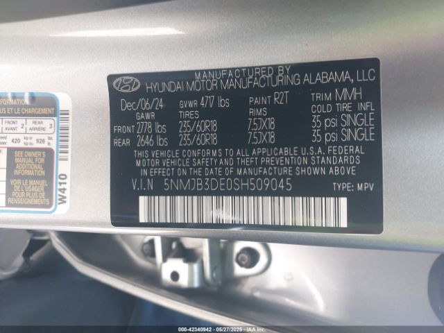 5NMJB3DE0SH509045 Hyundai TUCSON SEL