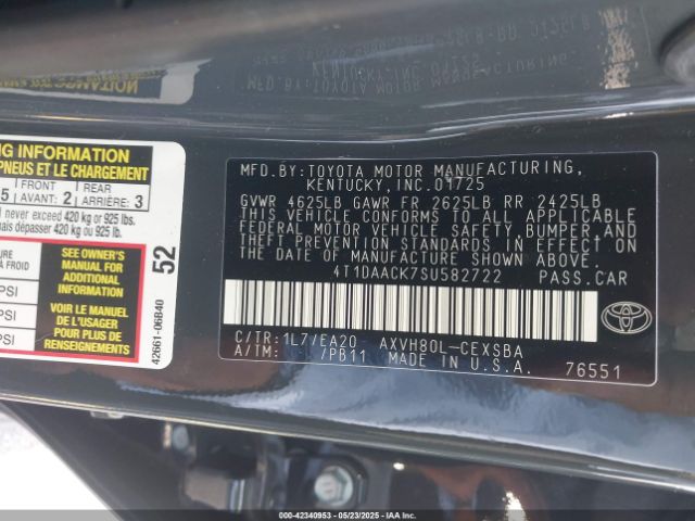 2025 TOYOTA CAMRY 4T1DAACK7SU582722 Photo 8